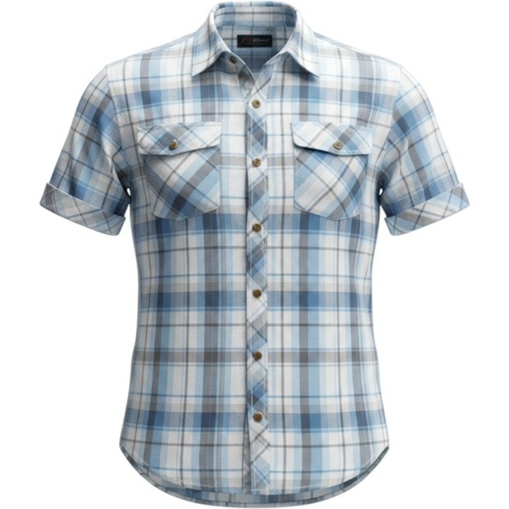 Eddie Bauer XL  Womens Light Blue Plaid Short-Sleeve Button-Up Shirt performance
